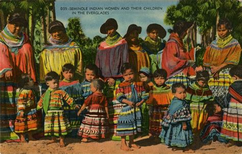 Seminole Indian Women And Their Children In The Everglades Florida