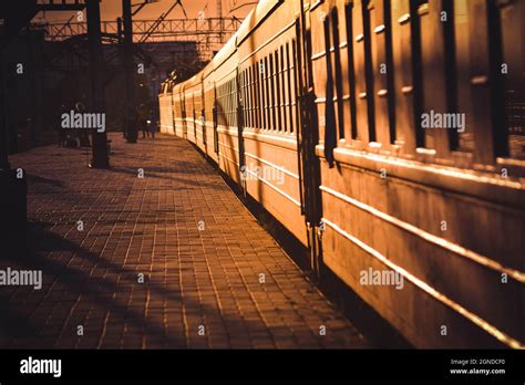 Train Stops At The Station Filter Stock Photo Alamy