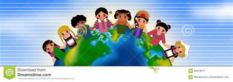 Bambini intorno al mondo illustrazione di stock. Illustrazione di mondo - 94618471