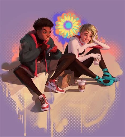 how spider man into the spider verse brought miles morales gwen stacy and spider ham together
