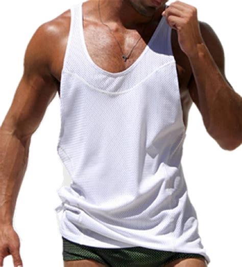 Amazon Com Efashionmx Mens Sexy Workout Gym Tank Tops Medium White