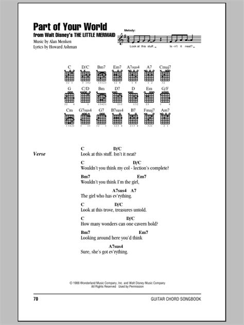 This underpins the fact that once you know the basic fundamentals of this structure, your song writing possibilities are limitless! Part Of Your World Sheet Music | Alan Menken | Lyrics & Chords