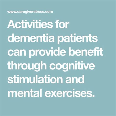 Activities For Dementia Patients Can Provide Benefit Through Cognitive
