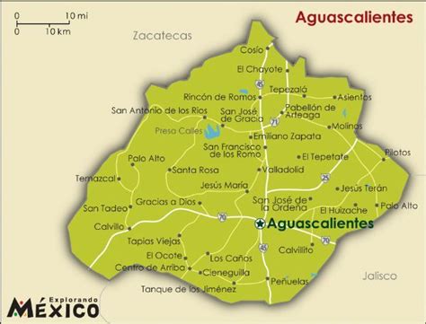 Aguascalientes Map Aguascalientes Mexico Aguascalientes Mapa De Mexico