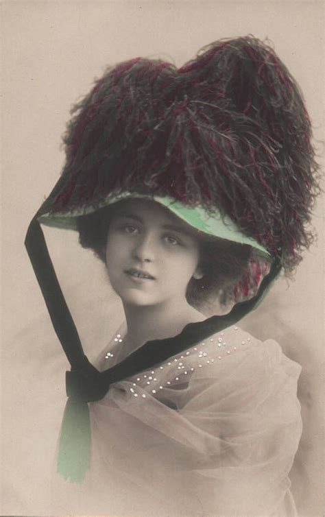 lady in large hat edwardian bonnet vintage postcard vintage etsy glamour photo vintage