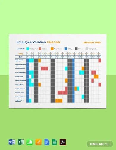 8 Vacation Calendar Templates Pdf Excel Free And Premium Templates