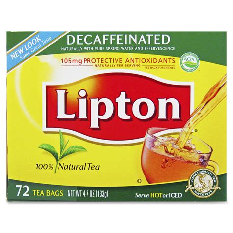 Lipton Decaffeinated 100 Percent Natural Tea Bags 6 Per Box Ld Products