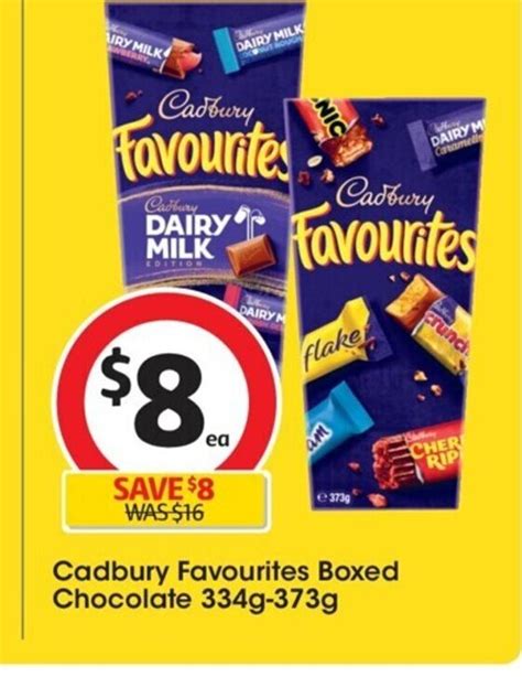 cadbury favourites chocolate 334g 373g offer at coles