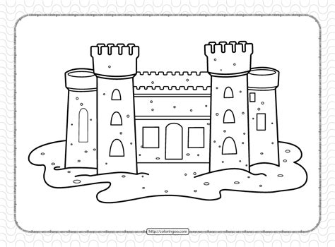 Free Printable Sand Castle Pdf Coloring Page Castle Coloring Page