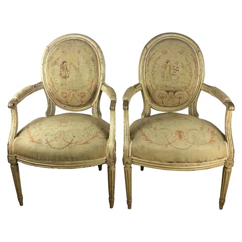 Pair Of 18th Century Louis Xvi Fauteuils Attributed To Georges Jacob