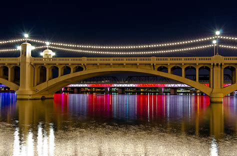 3 Bridges At Night Tempe Town Lake Rphoenix