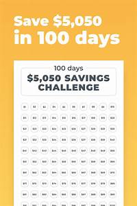 5k 100 Days Money Saving Challenge Printable Savings Tracker 100 Days