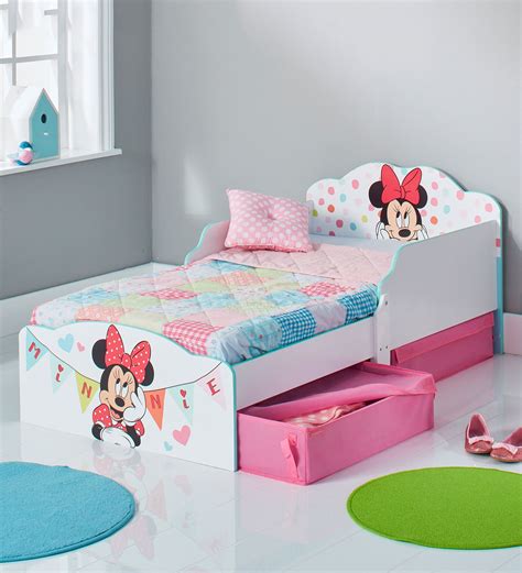 Buy Minnie Mouse Kids Toddler Bed With Drawer Storage By Cot And Candy