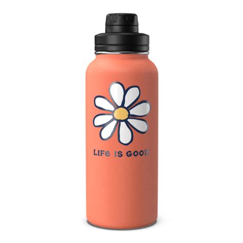Accessories Daisy 32oz Stainless Steel Water Bottle Life Is Good