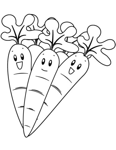 Clipart can be used for business, education, artwork, correspondence, love letters, websites, tattoo designs, and be sure to check back often, as more carrot clipart designs and free printable coloring page themes are being added here all the time. Happy Carrots coloring page | Free Printable Coloring Pages
