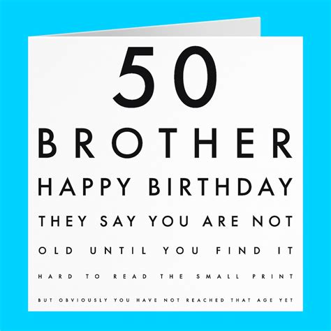 Brother 50th Humorous Birthday Card 50 Brother Happy Etsy