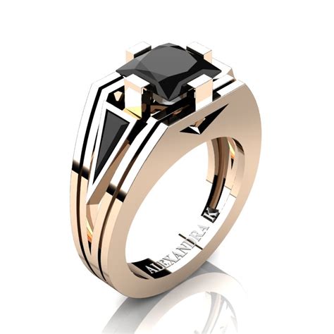 Mens Modern 14k Rose Gold 40 Ct Princess And Triangle