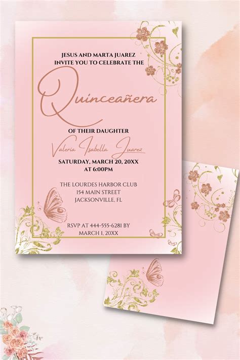 Blush Pink Quinceañera Invitation Template