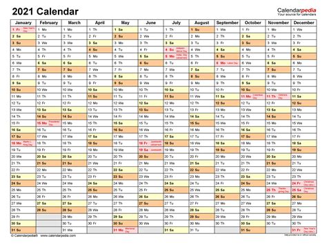 Printable Free Calendar Template For 2021