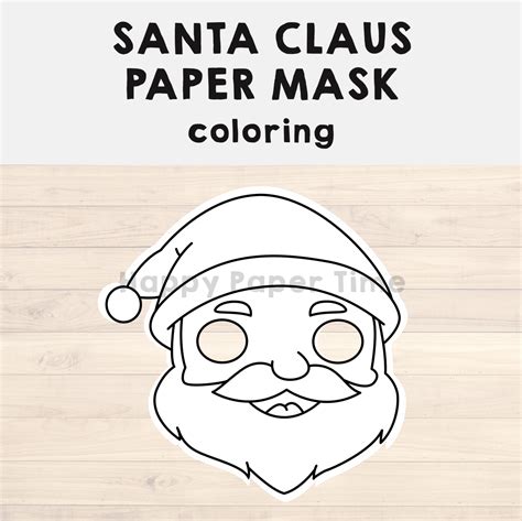 Santa Claus Paper Mask Printable Christmas Coloring Costume Craft