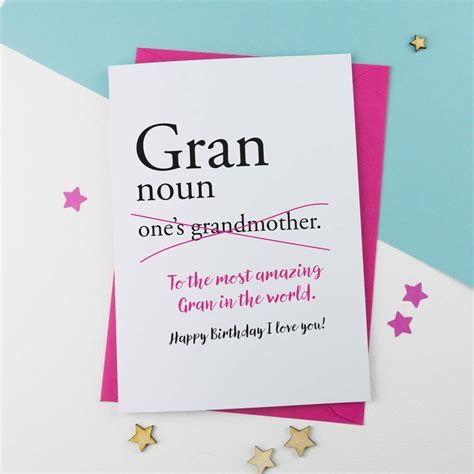 Nanna Nanny Gran Granny Grandma Nan Birthday Card By A Is For Alphabet