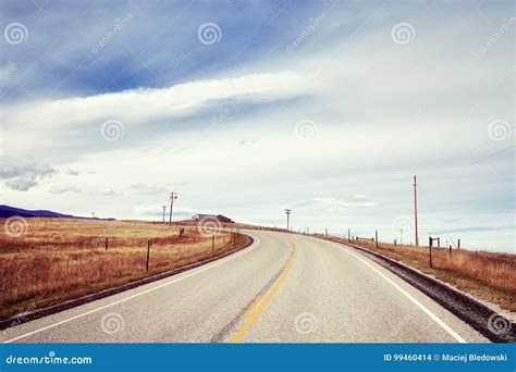 Vintage Stylized Picture Of A Countryside Road Stock Photo Image Of