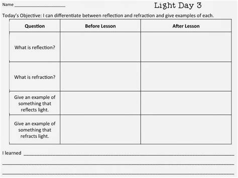 16 Light Reflection And Refraction Worksheetpdf