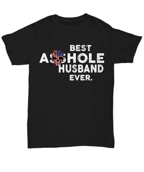 Best Asshole Husband Ever American Skull Tattoo Black Shirt