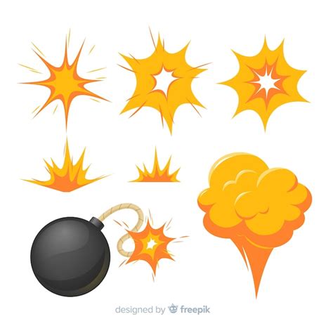 Free Vector Cartoon Set Of Bomb Explosion Effects