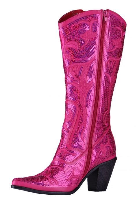 Helens Heart Fuschia Blingy Sequins Cowboy Bling Boots Red Cowgirl