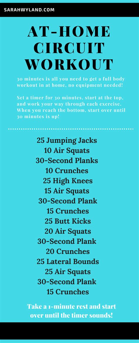 At Home 30 Minute Circuit Workout No Equipment Needed Sarah Wyland