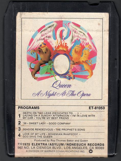 Queen A Night At The Opera 1975 Elektra A46 8 Track Tape