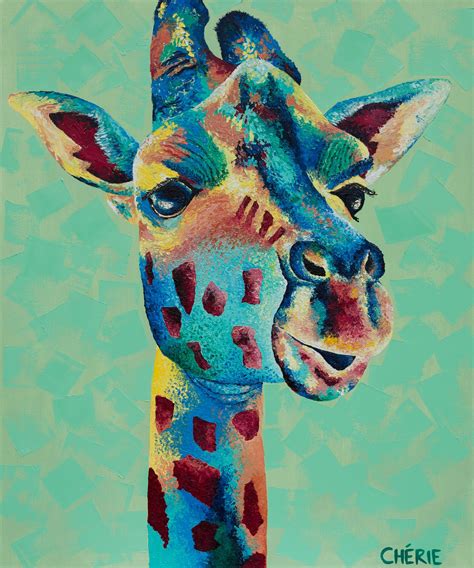 Giraffe Oil Painting Original Art Animal Colourful Home Etsy