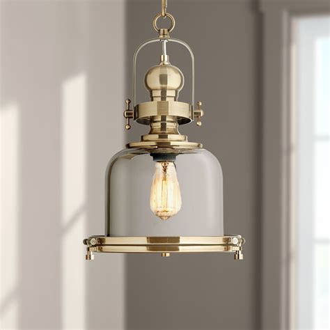Possini Euro Design Antique Brass Lantern Pendant Light 11 Wide Modern Chrome Glass Bell Jar