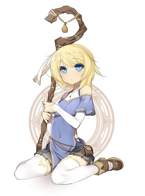 Safebooru 1girl 47agdragon Bangs Blonde Hair Blue Eyes Blue Skirt