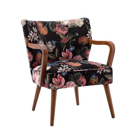 Jayden Creation Tithys Black Armchair With Floral Patterns Chs0497 Black The Home Depot
