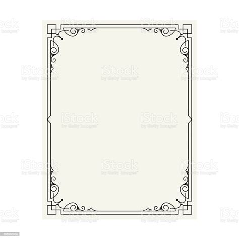Vector Vintage Border Frame Engraving With Retro Ornament Pattern In