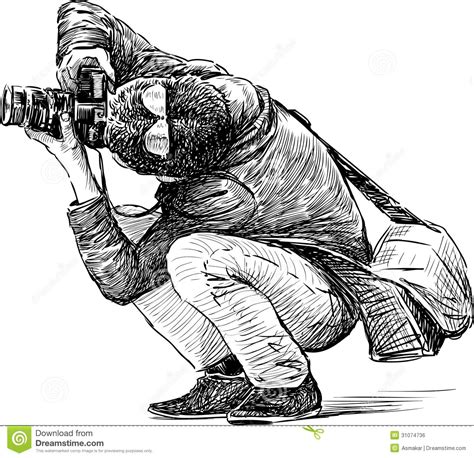 Photographer Behind Work Vector Drawing Takes Photo 31074736 1300×