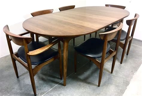 Mid Century Modern Dining Table With 6 Chairs Lane Perception Walnut