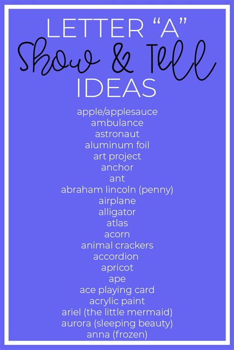Complete List Of Over 250 Show Tell Ideas A Z Steph Leighworthy Artofit