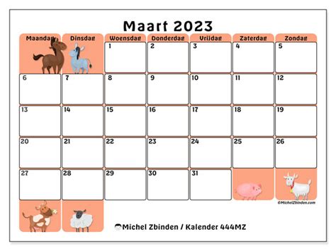 Kalender Maart 2023 Om Af Te Drukken “444mz” Michel Zbinden Sr