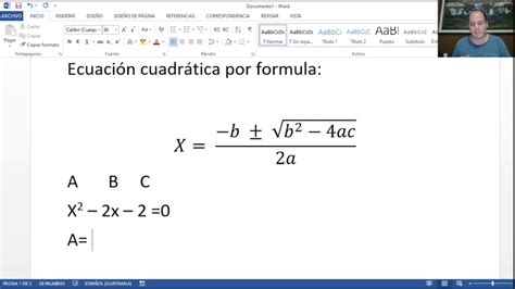 Ecuación Cuadrática Por Formula Youtube