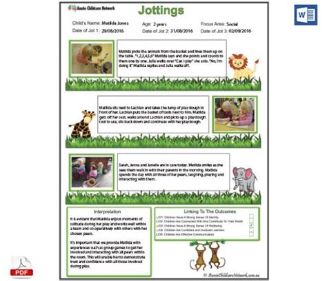 Jottings Observation Template Aussie Childcare Network