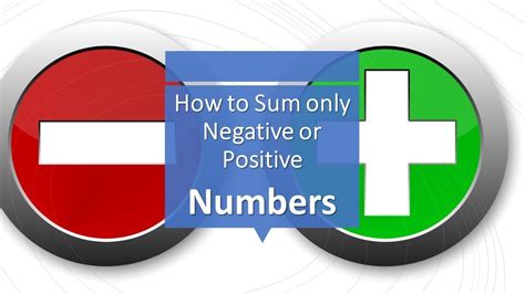 How To Sum Only Negative Or Positive Numbers In Excel Youtube