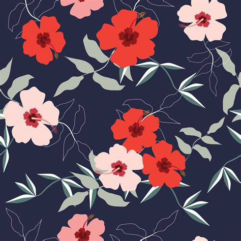 Colorful Hibiscus Flower Pattern 1314355 Vector Art At Vecteezy