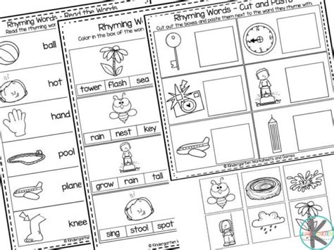 Free Rhyming Worksheets For Kindergarten Printable Kindergarten