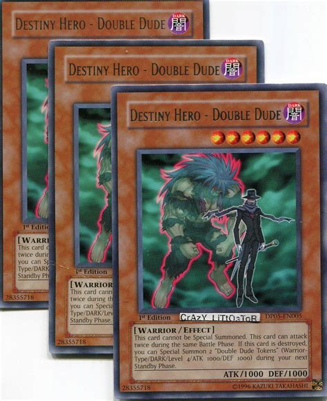 3 X Yu Gi Oh Destiny Hero Double Dude 1st Ed Silver Rare Nmint Dp05