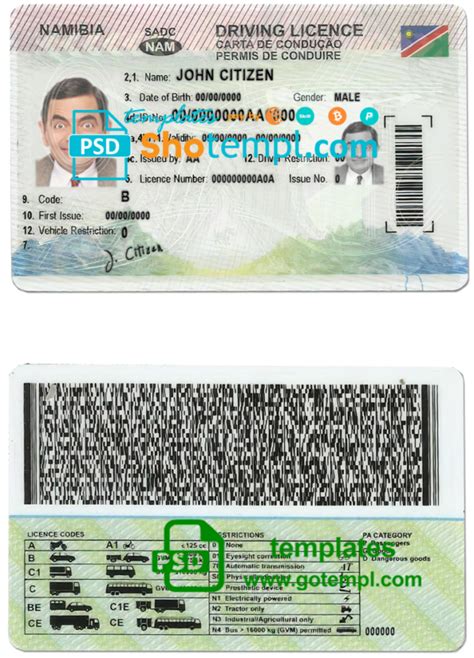 Namibia Driving License Template In Psd Format Fully Editable With