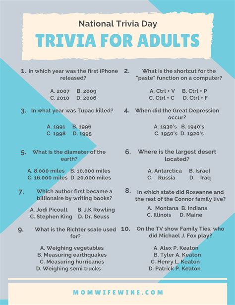 Fancy a pub quiz but can't get to the bar? Fun Trivia for Kids and Adults - Free Printables - Mom ...