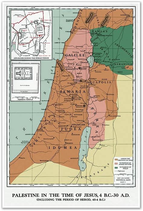 Antiguos Maps Map Of Palestine In The Time Of Jesus 4 Bc 30 Ad